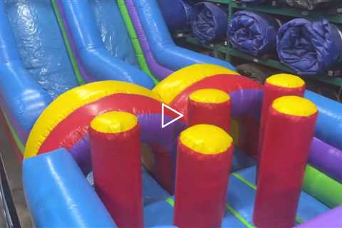 70 ft. Obstacle course rental. Double lane rock clime and 40 ft. Obstacle course.