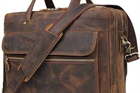 Augus Leather Briefcase for Men Business Travel Messenger Bag