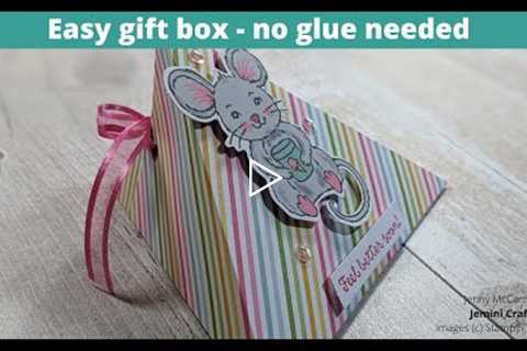 How to make a gift box out of a card base - no glue required