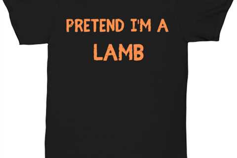 Pretend I'm a Lamb black Unisex Tee, Funny lazy Halloween costume Model 64018