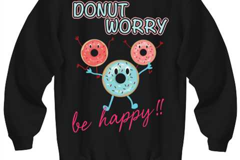Donut Worry Be Happy-06, black Sweatshirt. Model 6400014