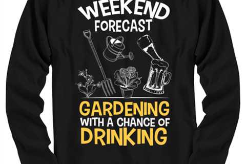 Weekend Forecast Gardening With Drinking, black Long Sleeve Tee. Model 6400014