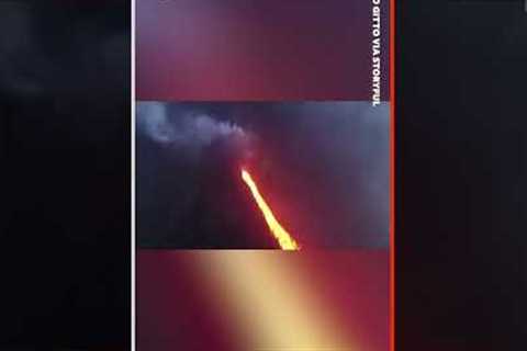 Mesmerizing Drone Footage Shows Vein of Lava Flowing From Italy''s Mount Stromboli