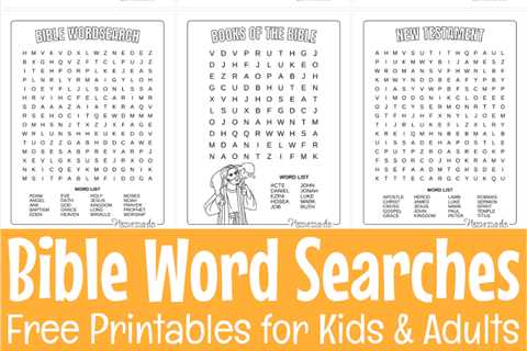 Free Printable Bible Word Search Puzzles for Kids
